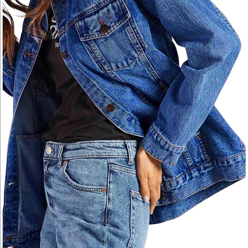 Oversized Vintage Boyfriend Denim Trucker Jacket - Picture 6 of 7